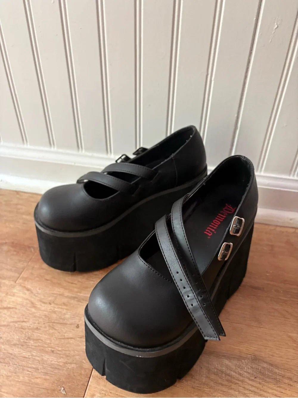 Demonia platform Mary Janes black